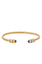 Helena Bracelet, 18k Yellow Gold with Diamonds and Blue Sapphire